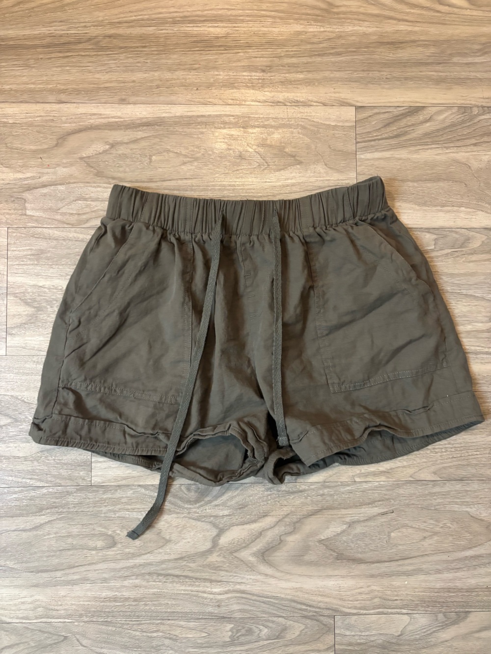 adidas Olive Green Elastic Waist Athletic Shorts
